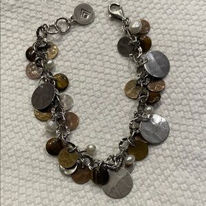 Silpada sterling silver, tigers eye, freshwater pearl bracelet.